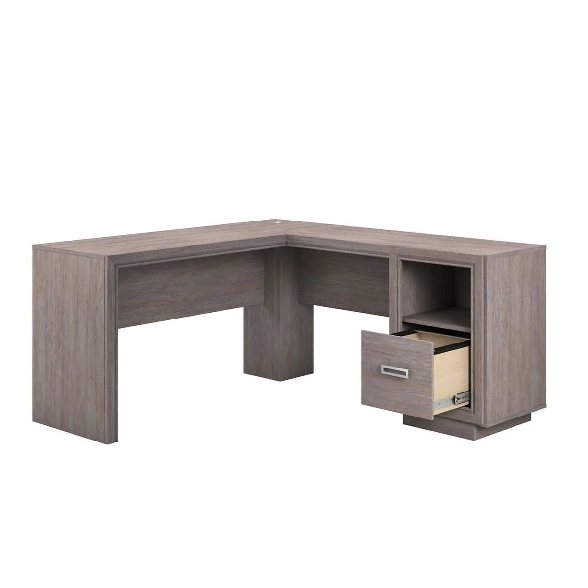 Contemporary L-Desk in Ashen Oak Finish Y251394