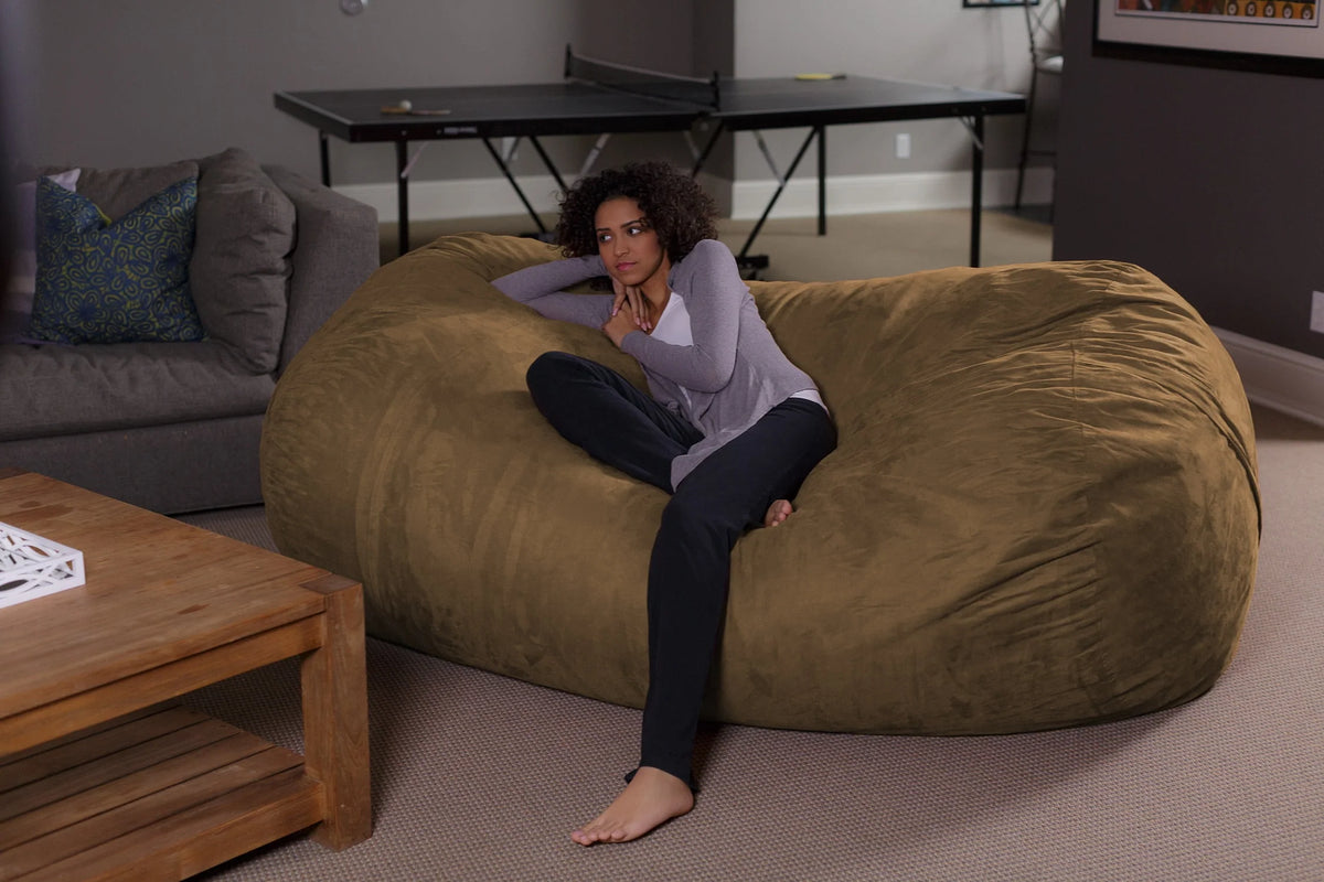 Charcoal 7.5 ft Memory Foam Bean Bag Chair Q41064