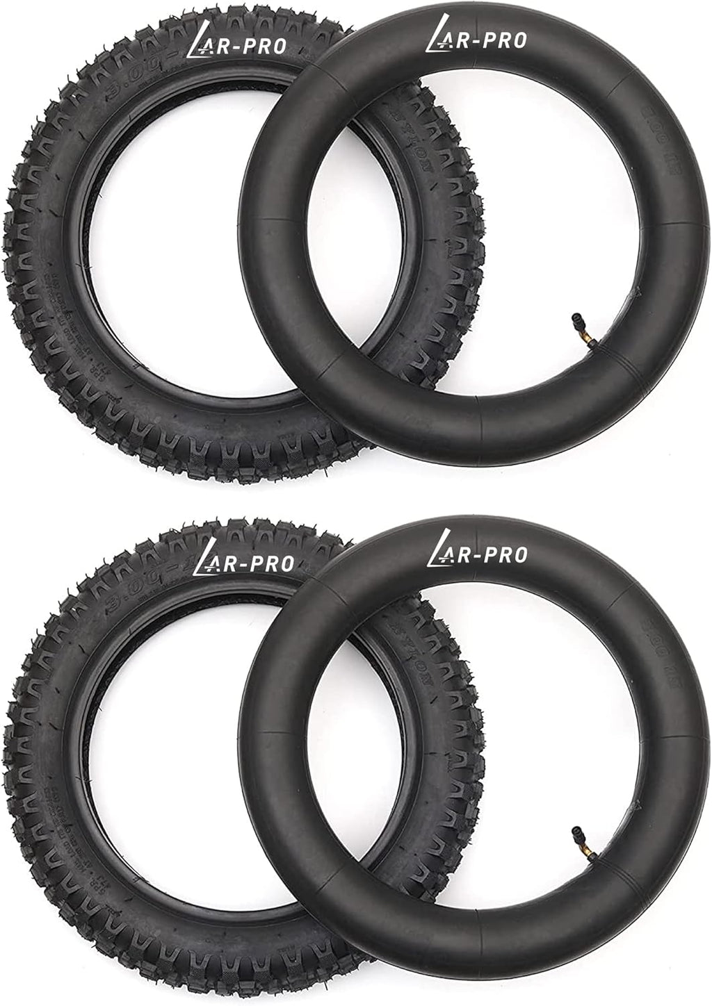 3.00-12 Knobby Motocross Dirt Bike Tire and Tube Set with TR87 Valve Stem L3055