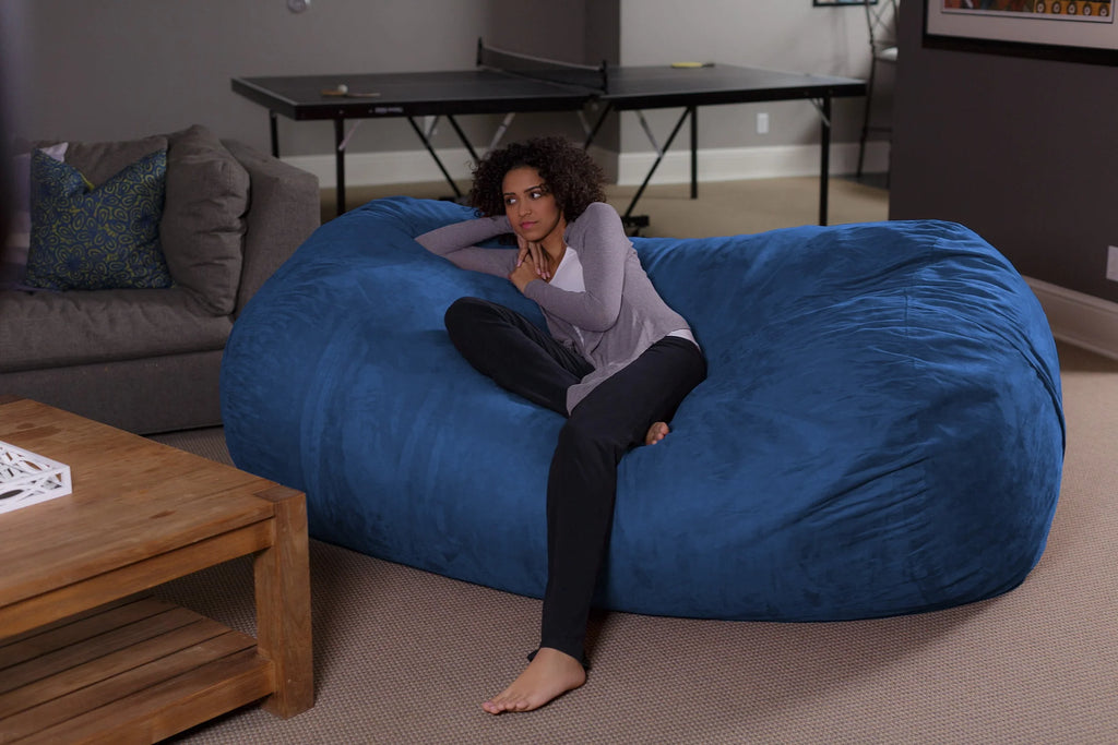 Charcoal 7.5 ft Memory Foam Bean Bag Chair Q41064