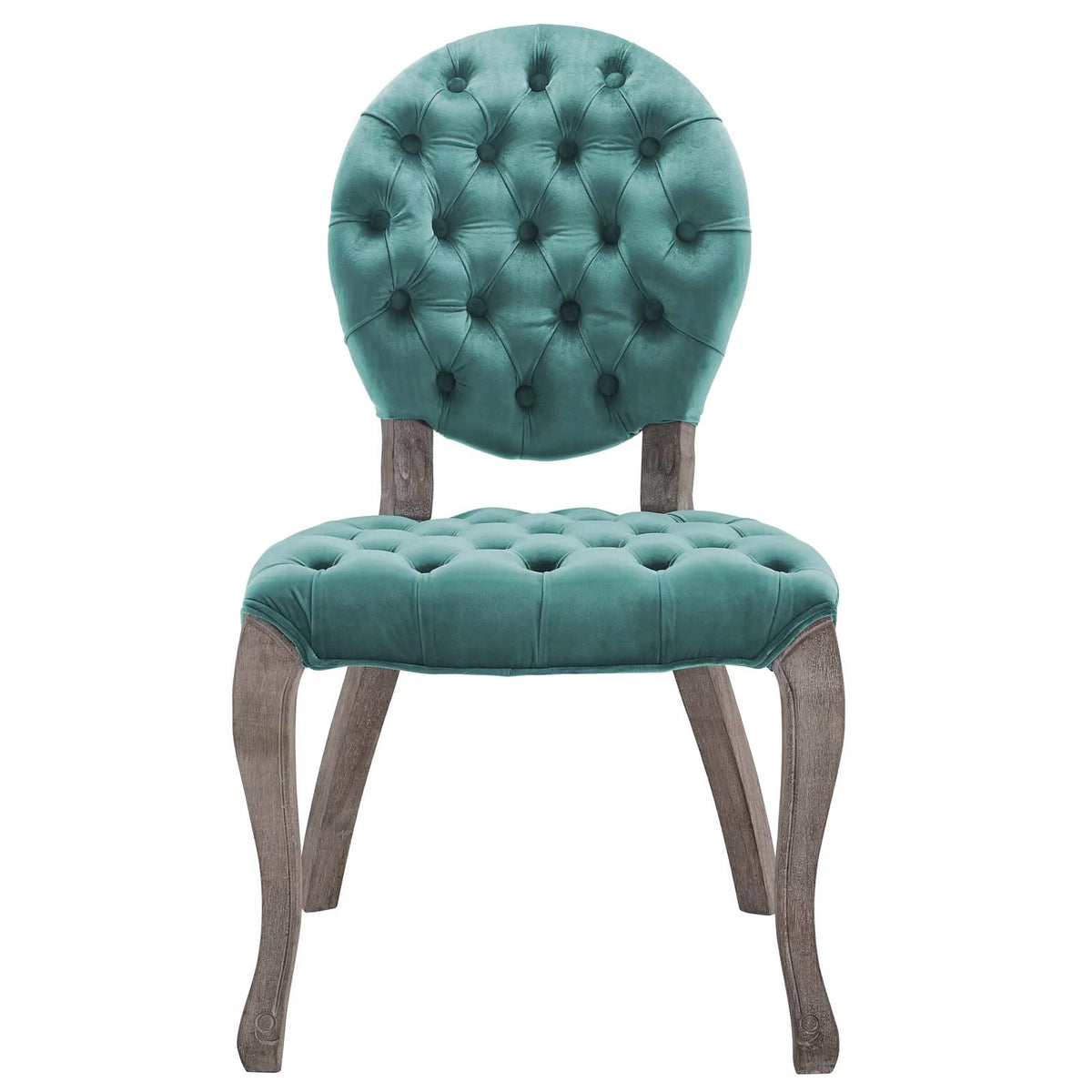 Velvet Fabric Wood Aqua Blue Side Chair F887655