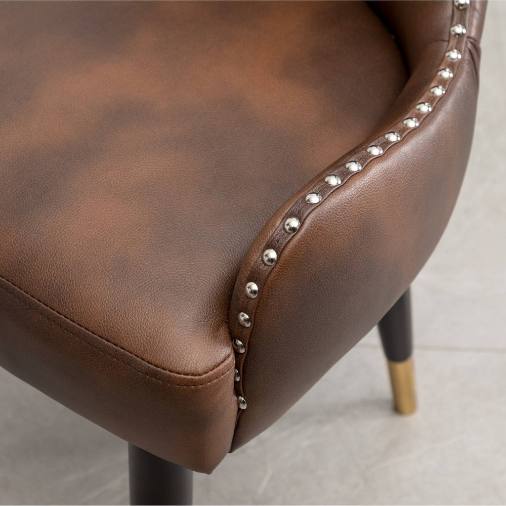 Brown Faux Leather Tufted Accent Chair C274851