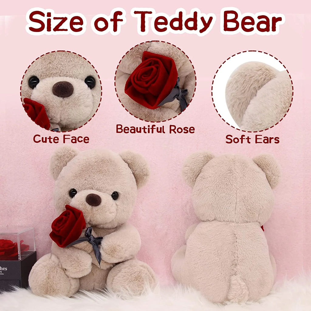 10 Inch Teddy Bear Plush Stuffed Animal with Rose Z686