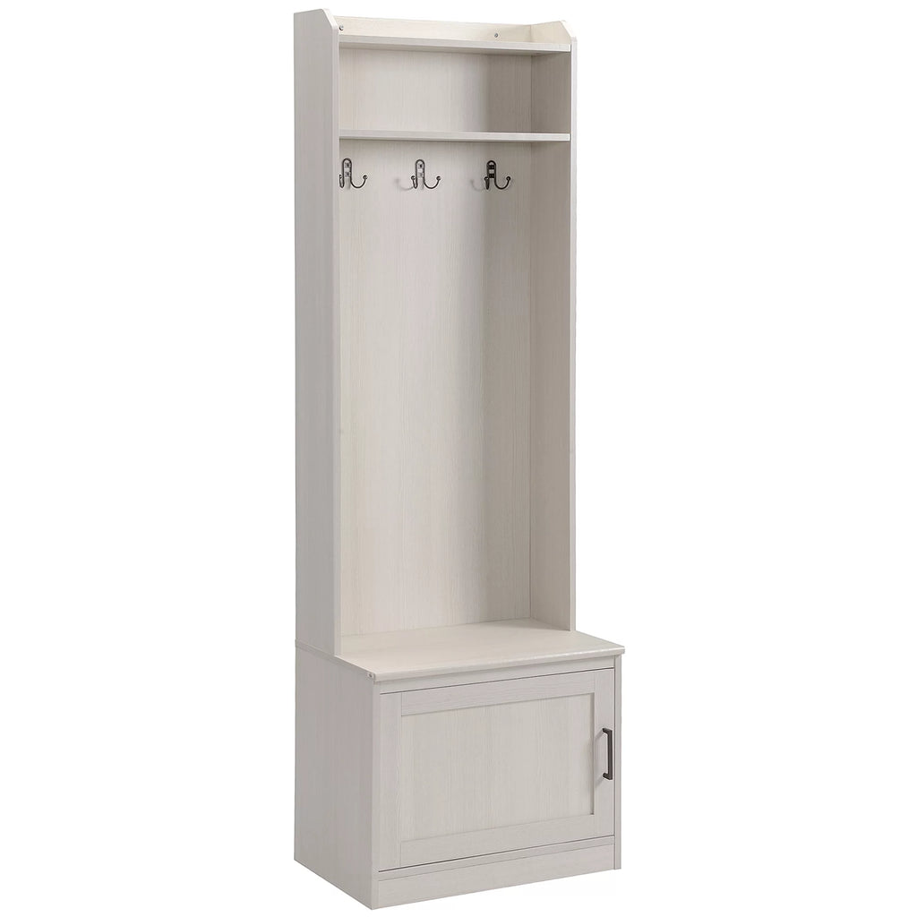 White Hall Tree with Shoe Storage Bench and Coat Rack K227