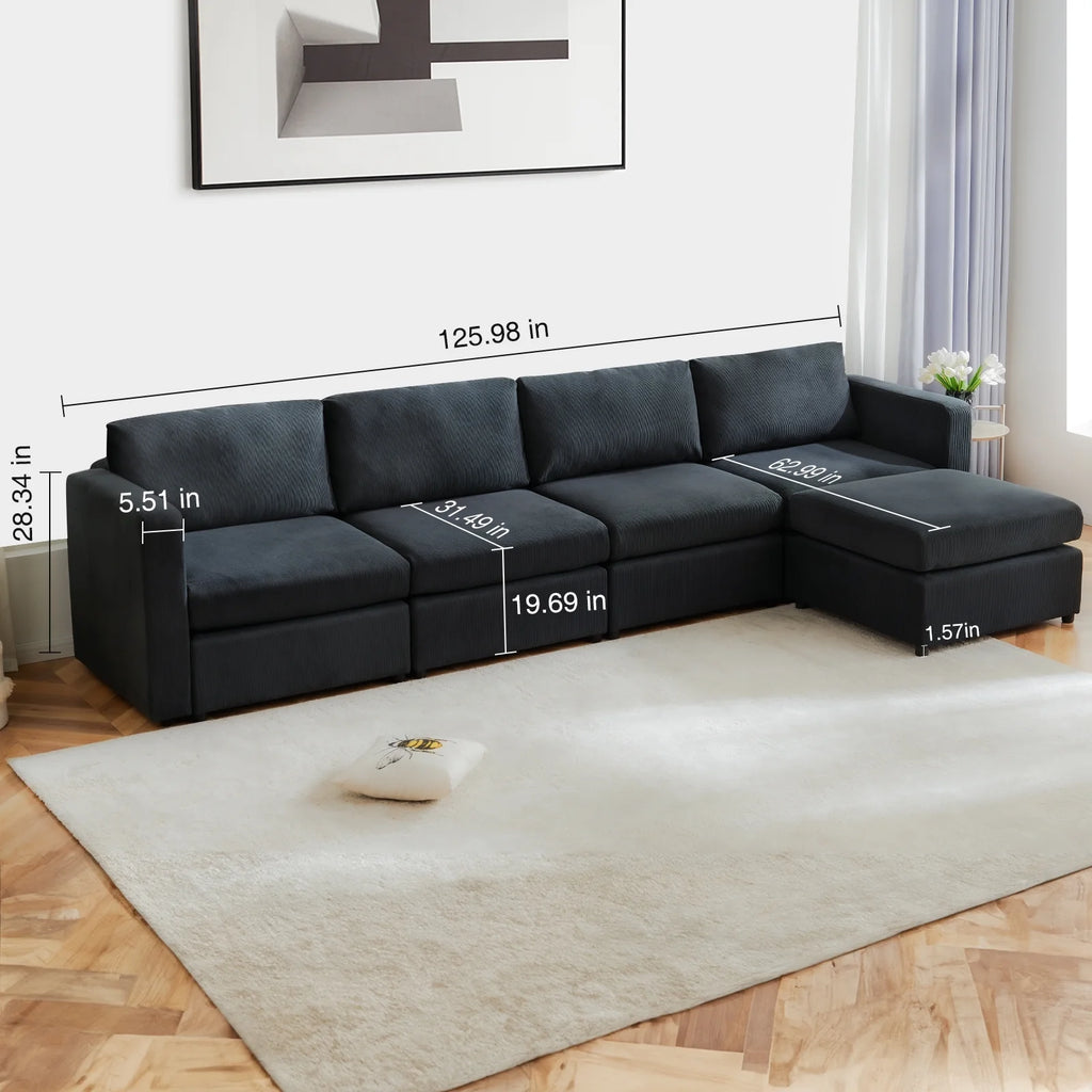Dark Grey 5 Seat L Shaped Sectional Sofa F176