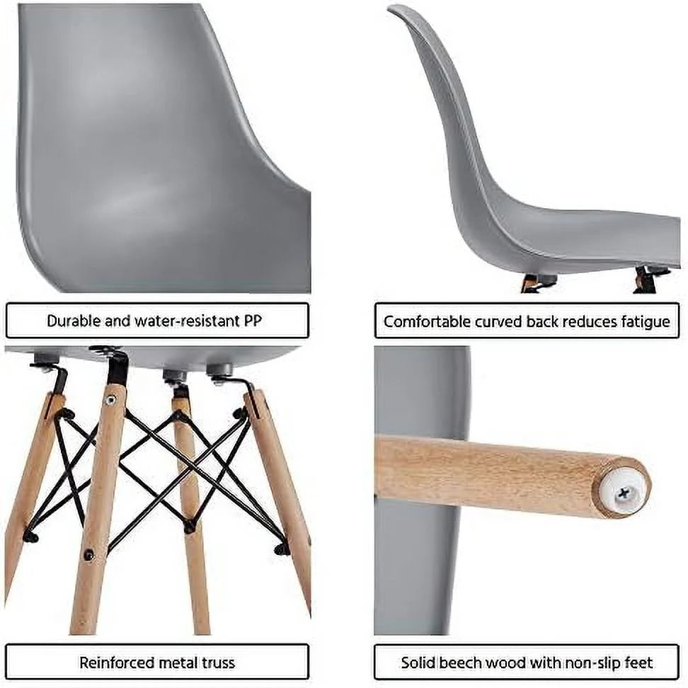 Light Gray Dining Chairs with Metal Wires and Wood Legs H38801