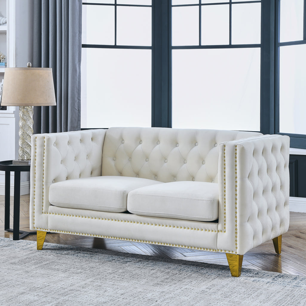 Beige Velvet Sofa M5151