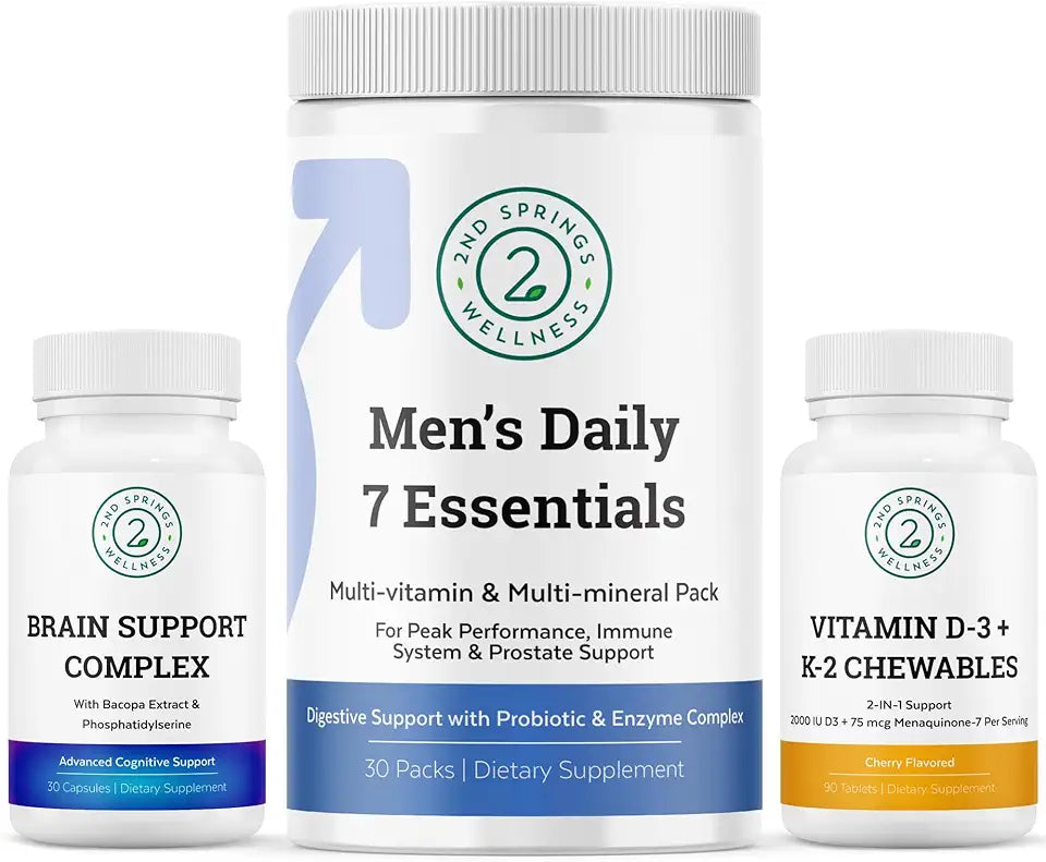 Brain Support Complex, Daily 7 Essentials, and Vitamin D3 + K2 Y83625