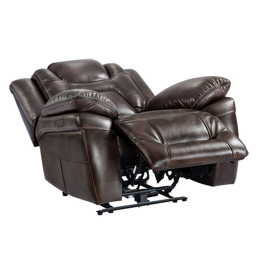 Brown Faux Leather Dual Power 3PC Set P4917