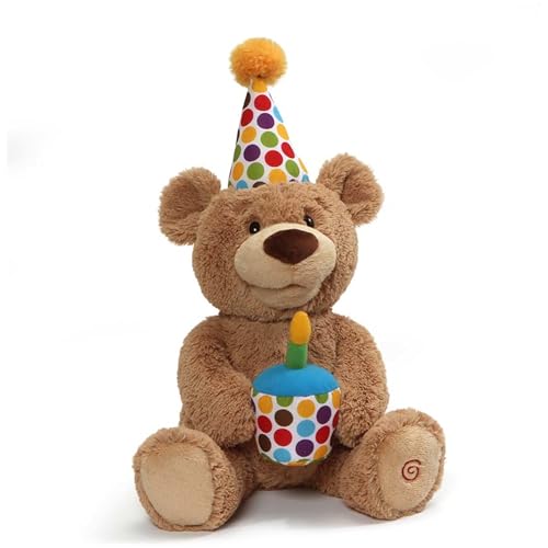 Glow-in-The-Dark Singing Stuffed Animal Plush Toy, Brown, 10” T858