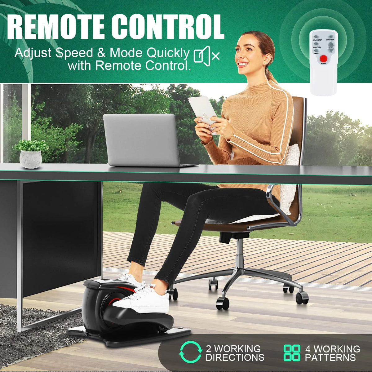 Under Desk Elliptical Machine Seated Pedal Exerciser with LCD Display E9646