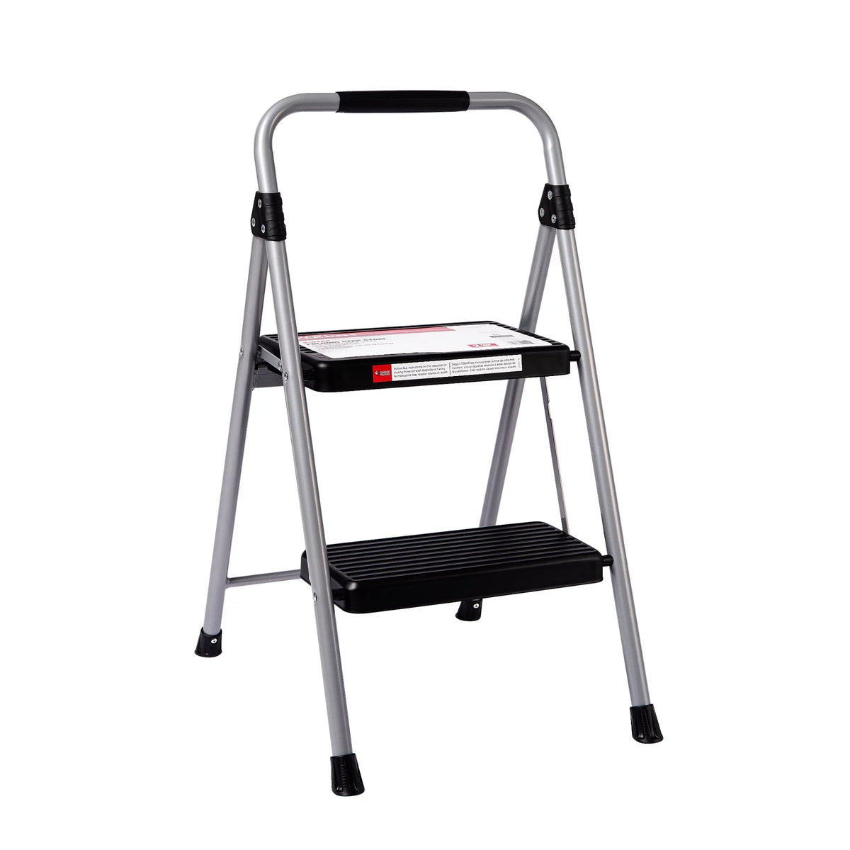 Gray & Black 2-Step Steel Foldable Step Stool T8928