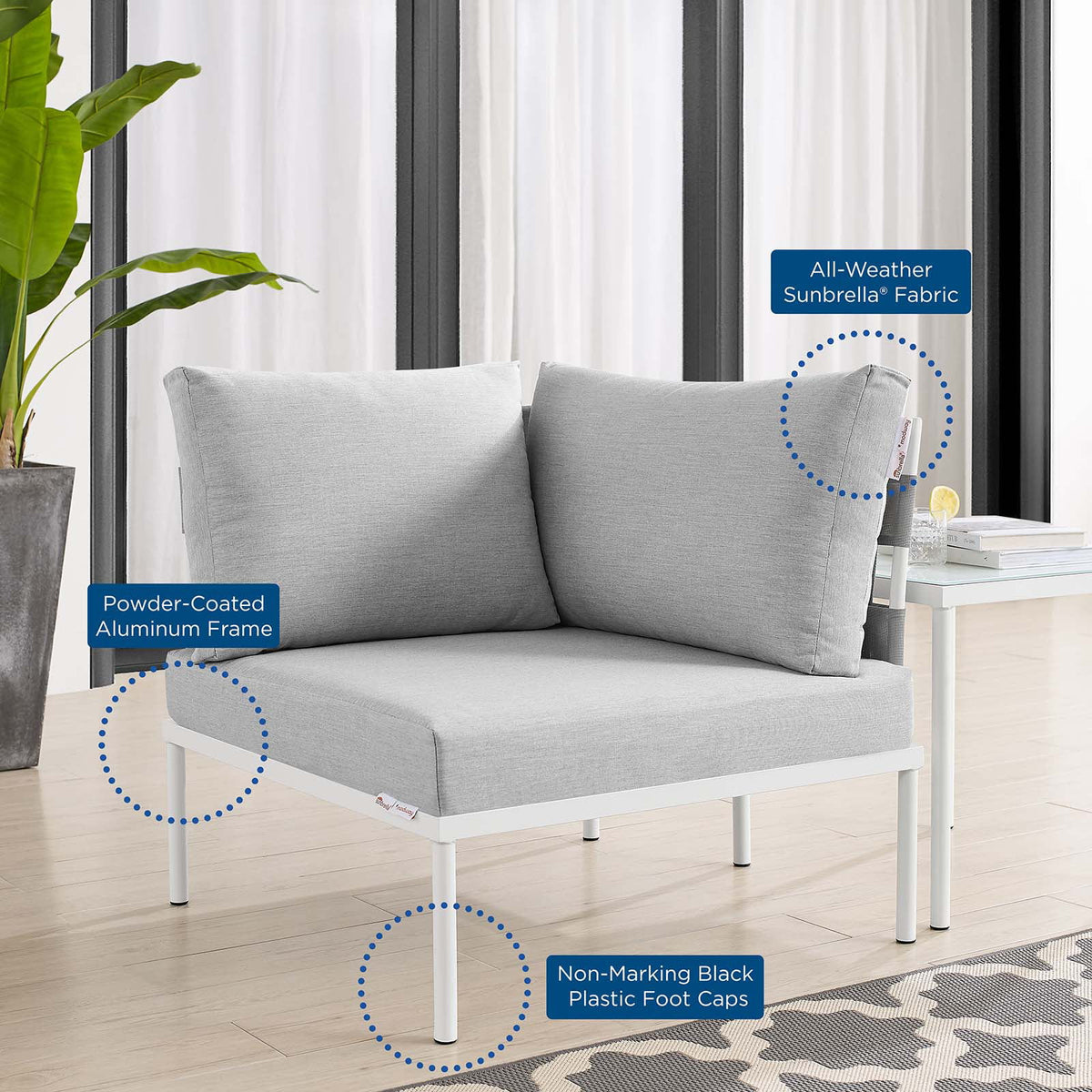 Grey Modern Outdoor Corner Chair Z5004