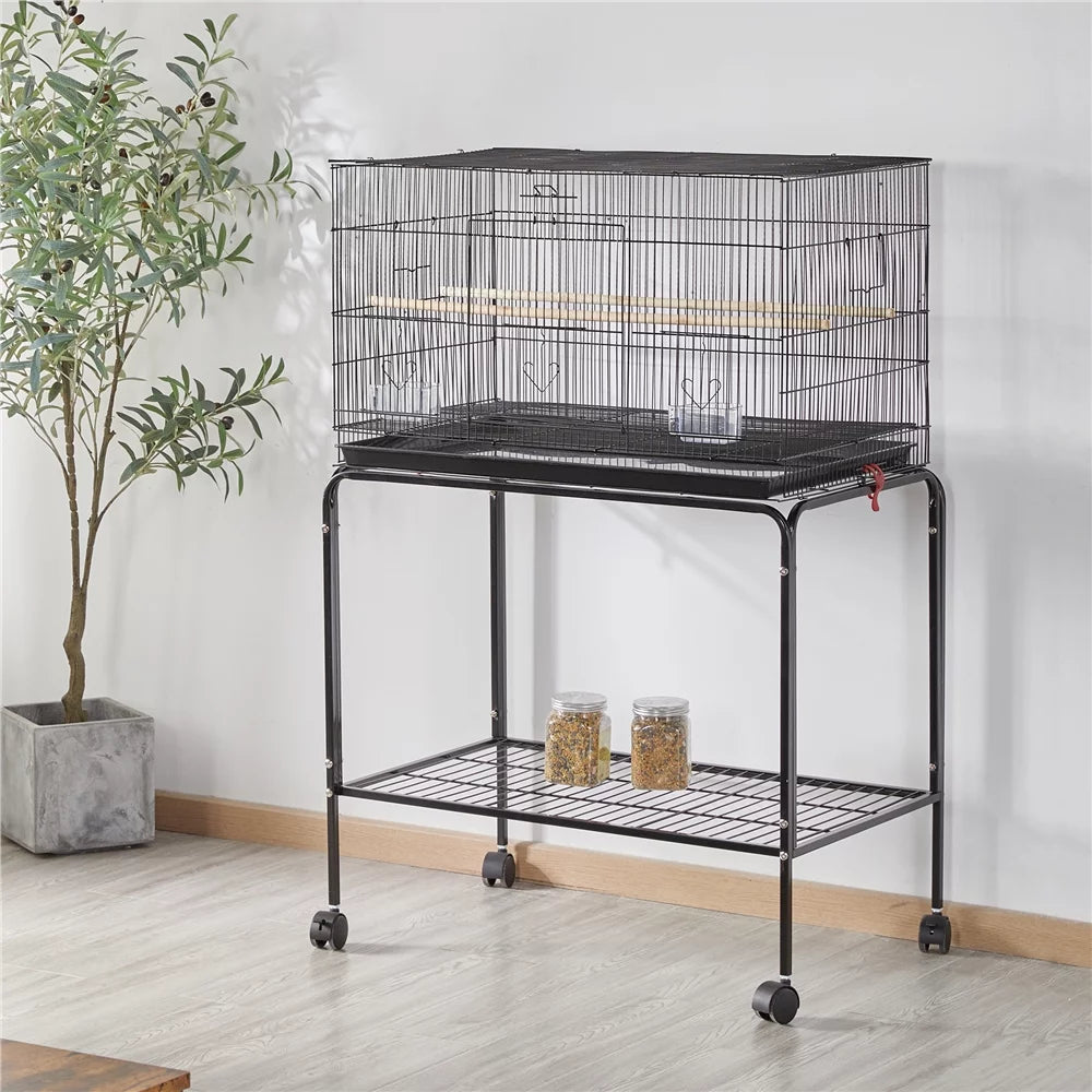 Black Flight Cage with Rolling Stand D8236