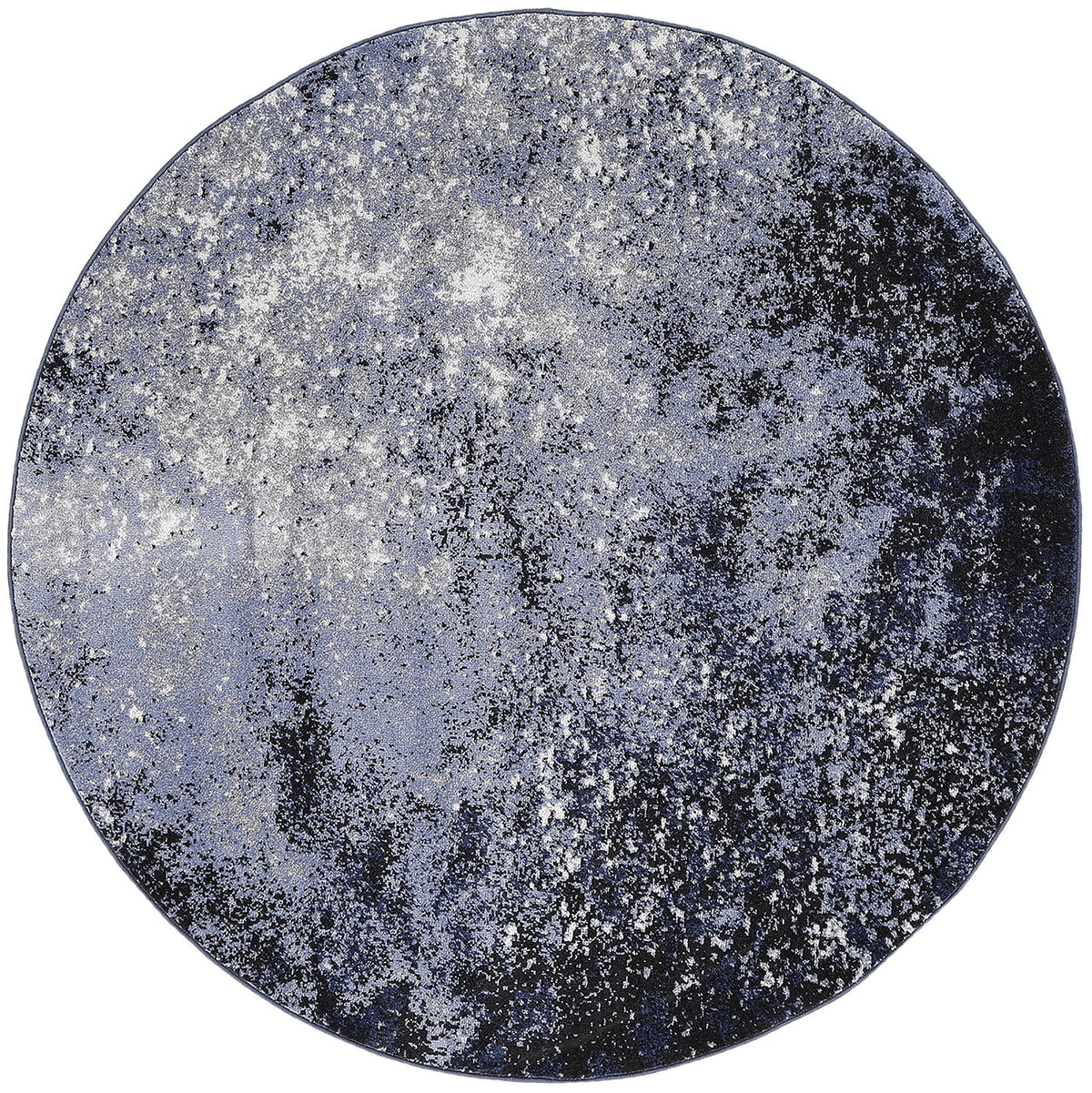 Light Blue Black Round Area Rug Z1821