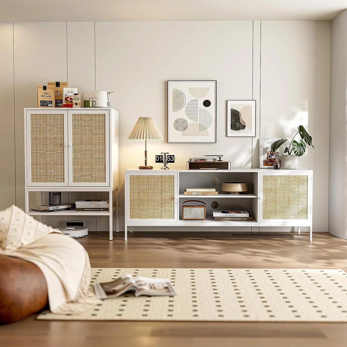 White Rattan TV Stand for 65 Inch TV W33137
