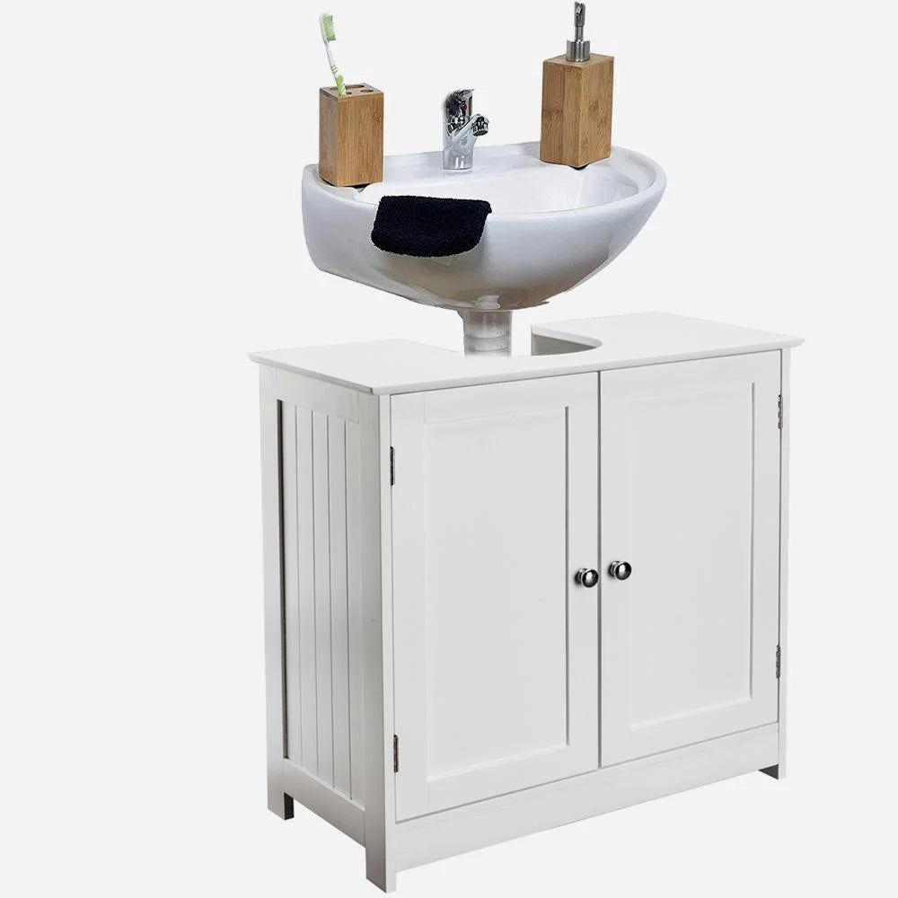 White Under Sink Bathroom Vanity Cabinet with Shelves M314