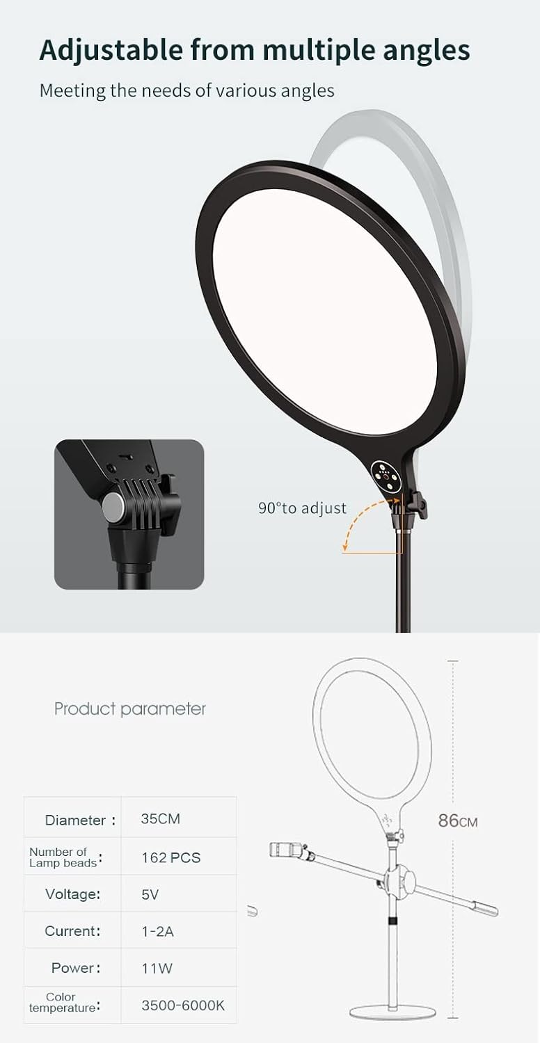 LED Video Conference Lighting Kit with Phone Mount and Adjustable Fill Light O4296