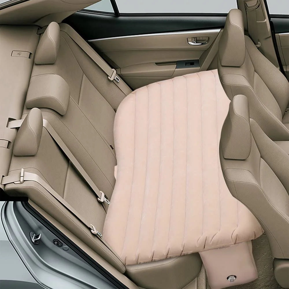 Car Bed Air Mattress with Motor Pump, Two Pillows, Natural Beige O803529