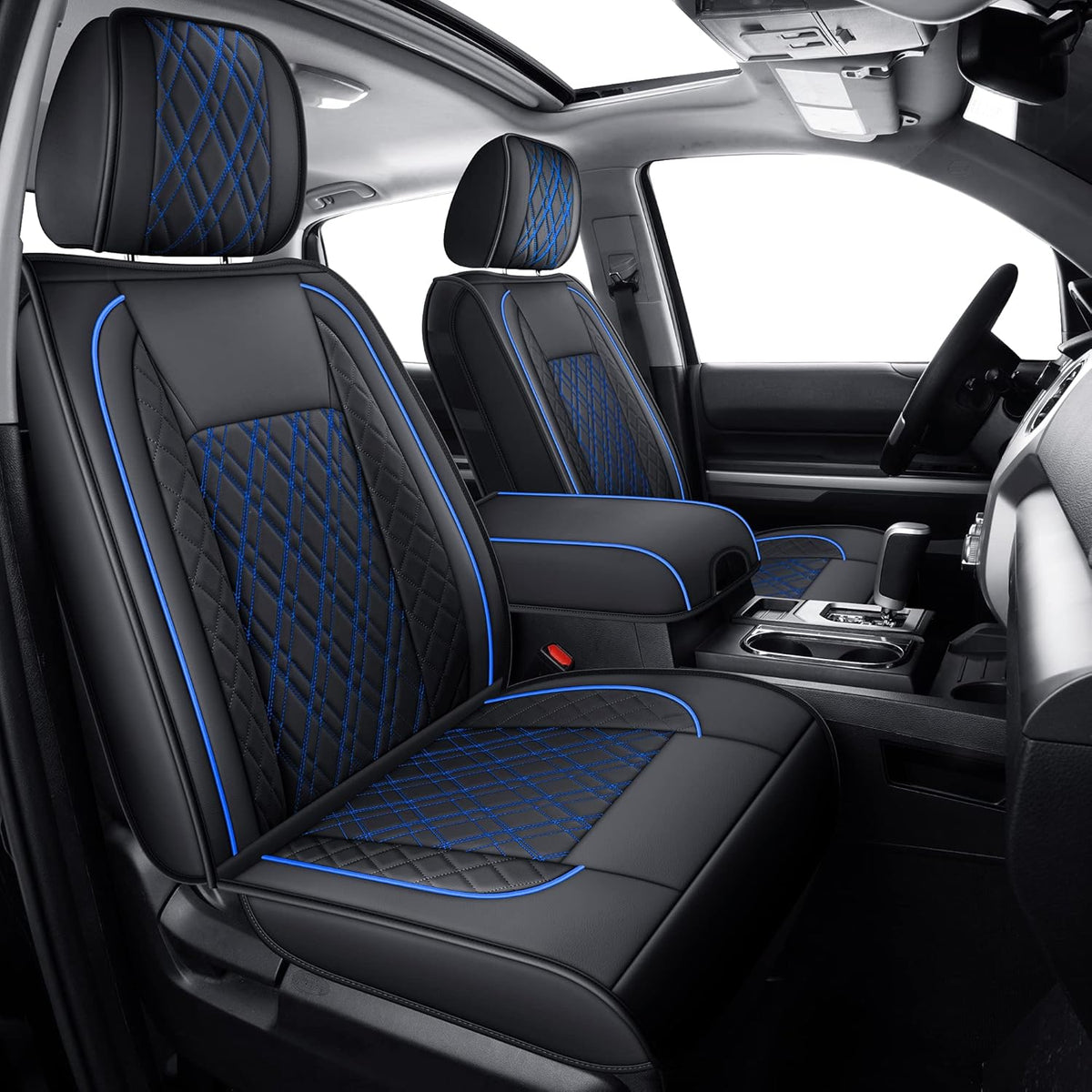 Black & Red Faux Leather Seat Covers J7918