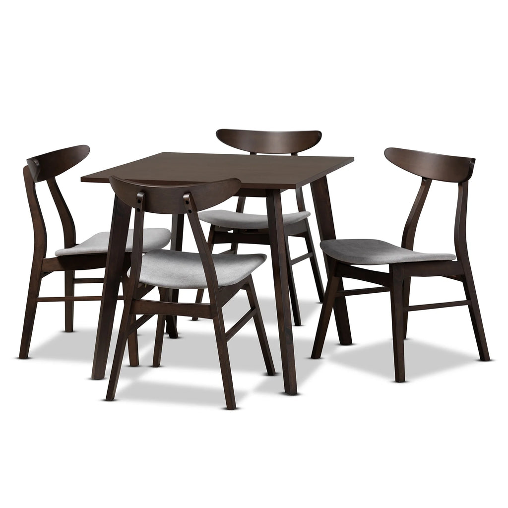 5-Piece Light Grey Fabric Wood Dining Set M77299