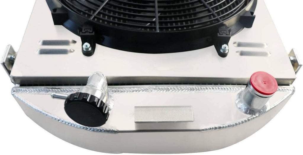 3 Row Aluminum Radiator with Electric Fan Shroud Thermostat Kit Combo E22155