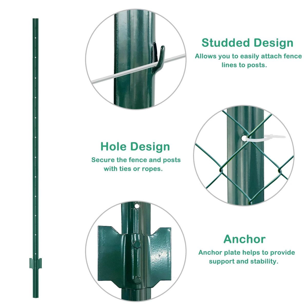 7 Feet Metal Fence Post Pack of 10 G102585