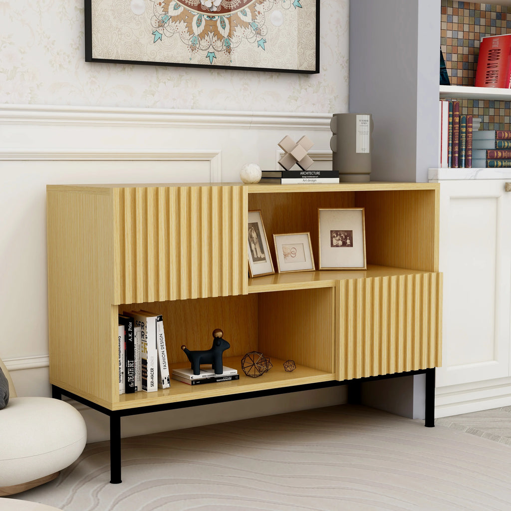Modern Sideboard Buffet with Wavy Grain Doors A67072