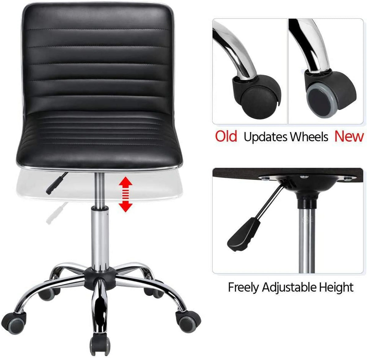 Black PU Leather Low Back Executive Office Chair with Wheels V9936