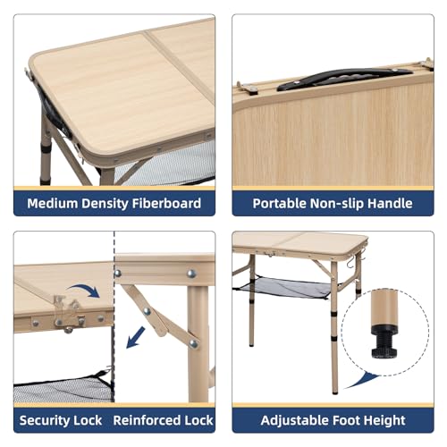 2FT Lightweight Portable Aluminum Folding Table E7770