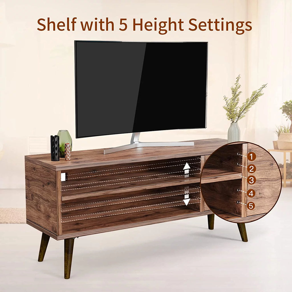 Walnut TV Stand with Storage Cabinet for TVs up to 55 inch W95931