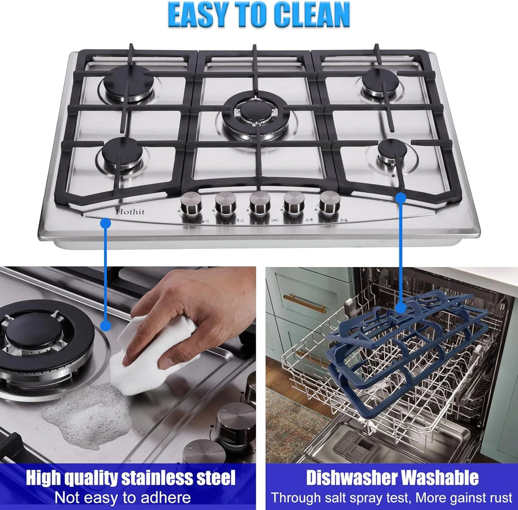 30" 5 Burner Built-in Stainless Steel Gas Cooktop S6347