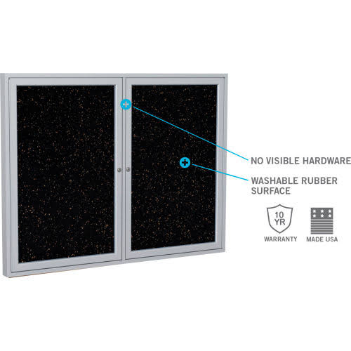 Black 1-Door Enclosed Recycled Rubber Bulletin Board P288