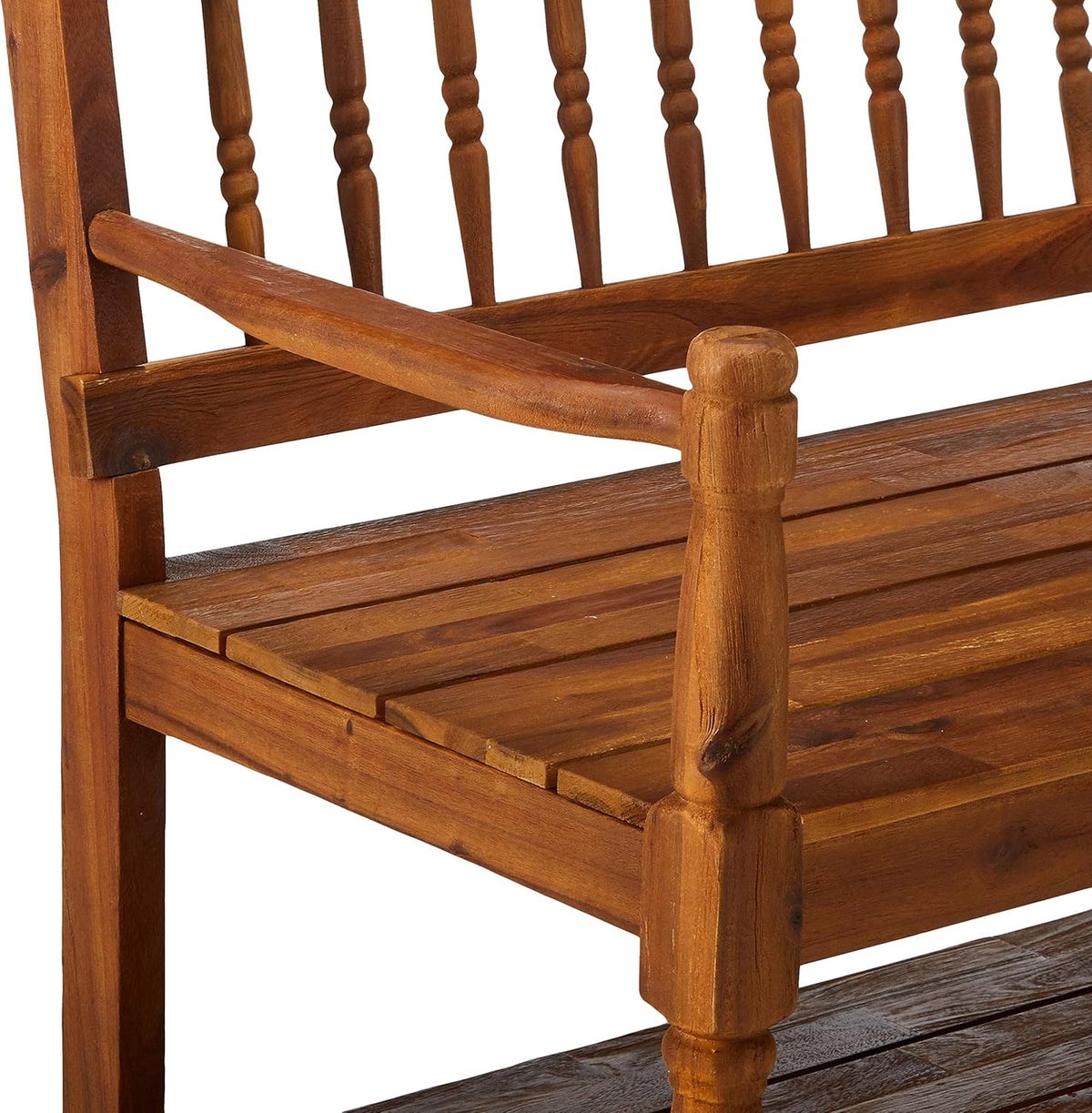 Teak Finish Acacia Wood Bench with Shelf T3771
