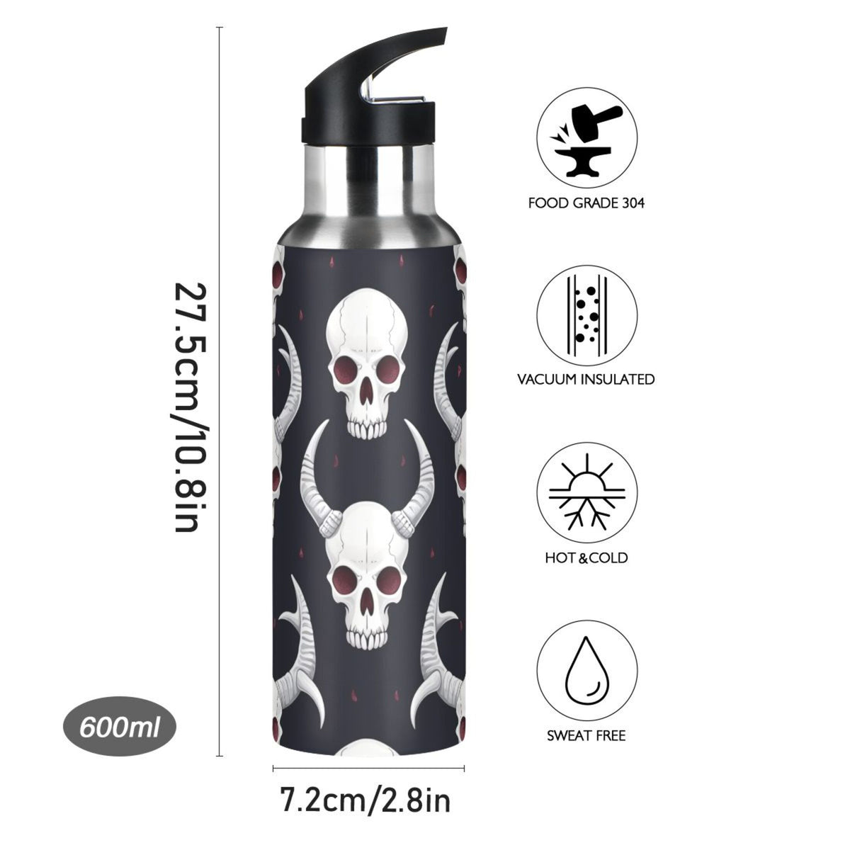 Insulated Stainless Steel Water Bottle with Straw Lid, 20 oz R589155