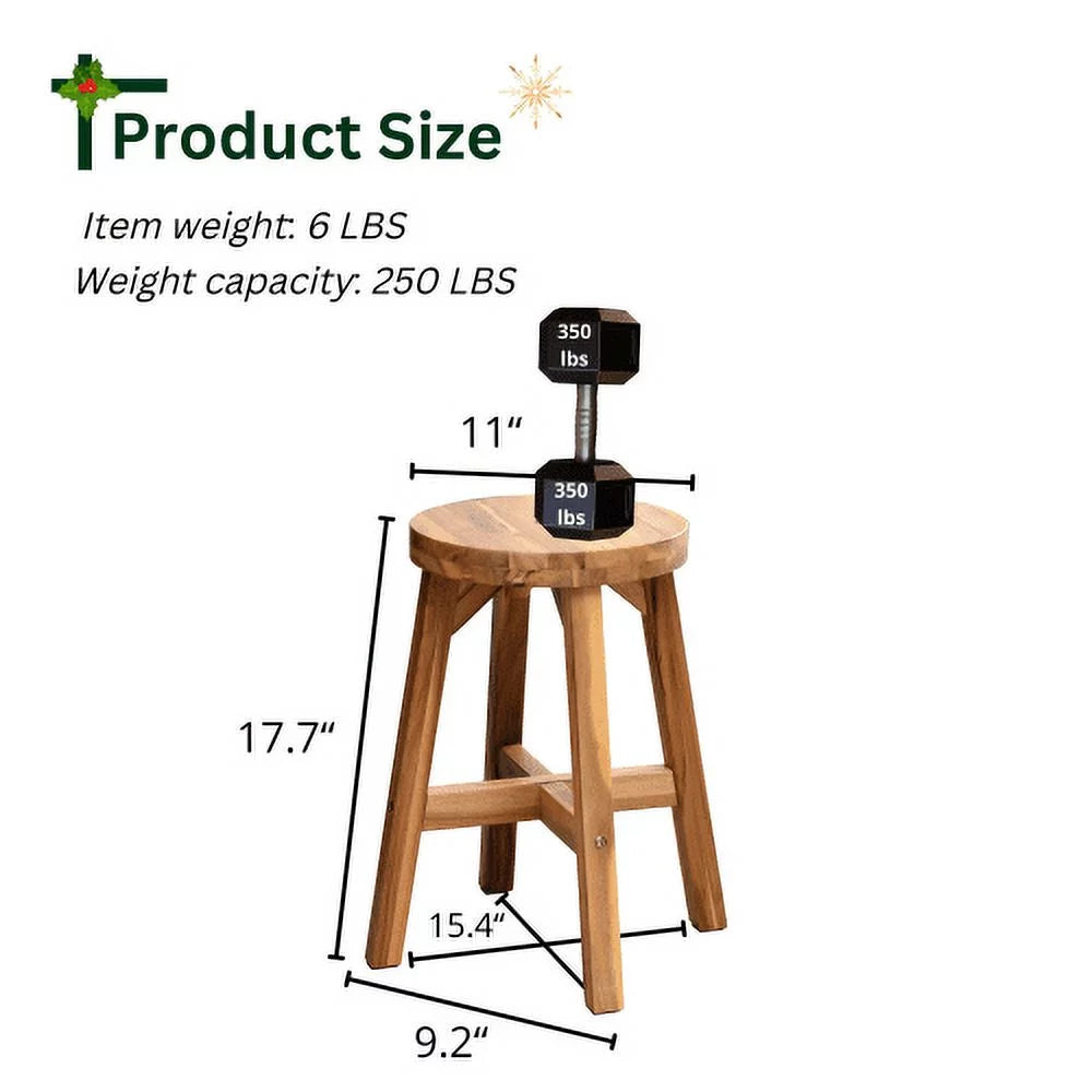 Acacia Wood Stool Round Top Natural Color U3360