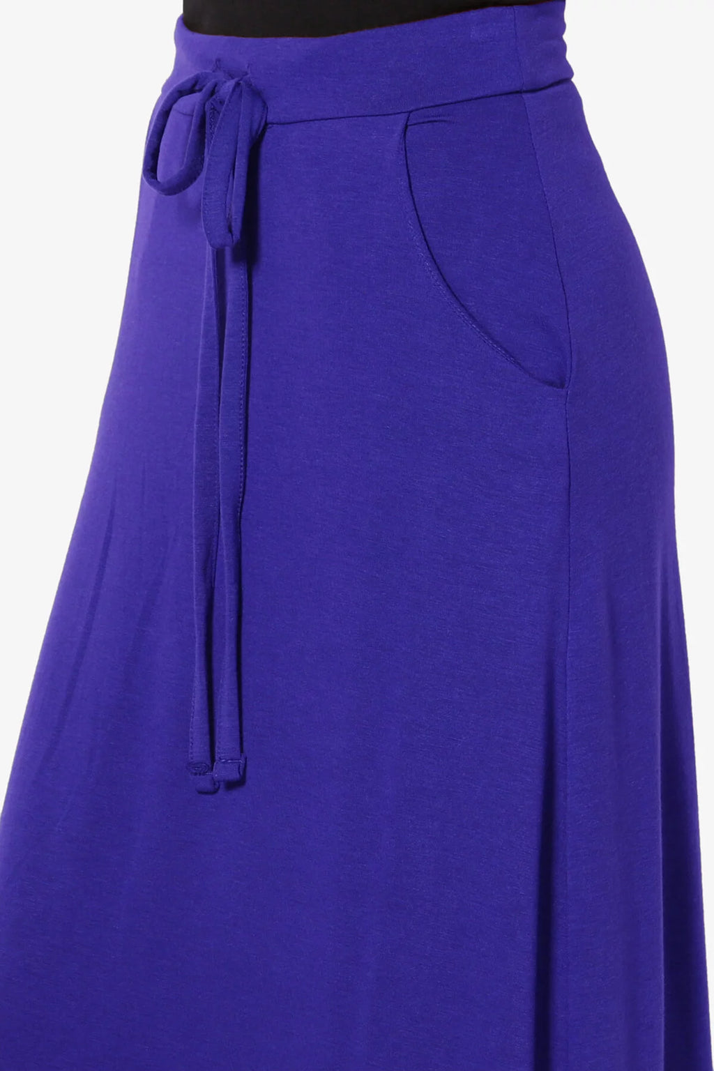 Drawstring Waist Pocket Jersey A-Line Maxi Skirt L910