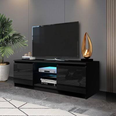 Black TV Stand with Storage Drawers D517