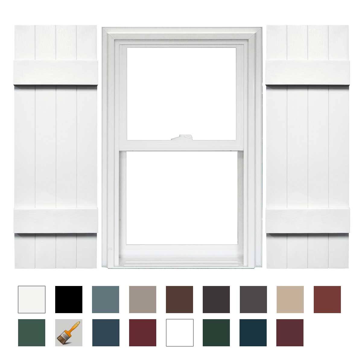 4 Board and Batten Joined Vinyl Shutters (1 Pair) 14 x 51 White F12397