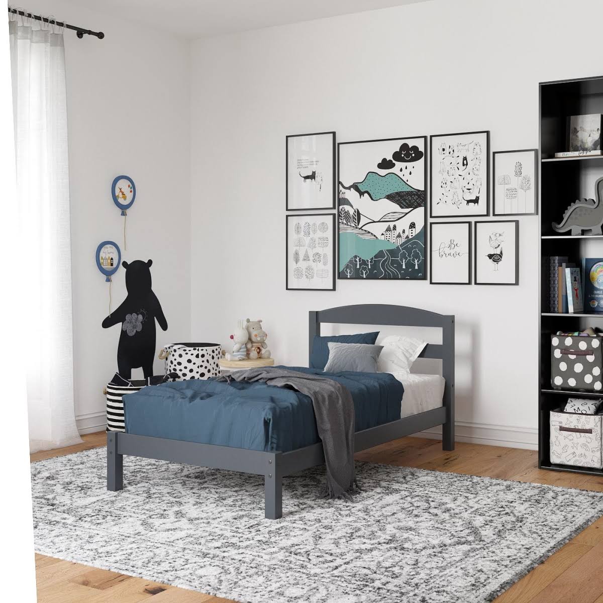 Twin Wood Bed Gray M612000