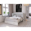 Queen Solid Wood Murphy Bed Chest with Mattress in White W15656