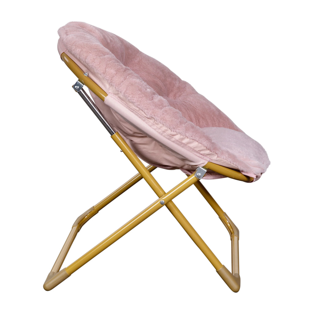 Blush Faux Fur Kids Mini Folding Saucer Chair C253844