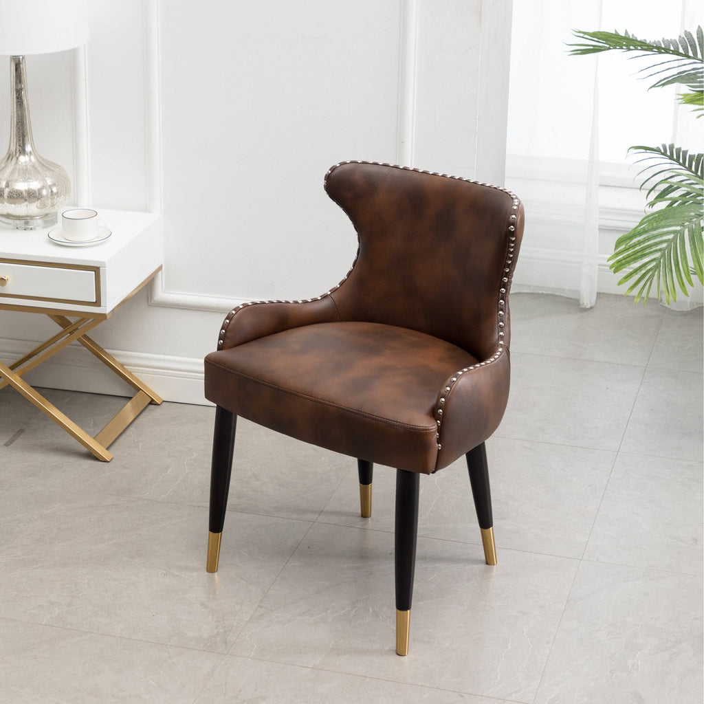 Brown Faux Leather Tufted Accent Chair C274851