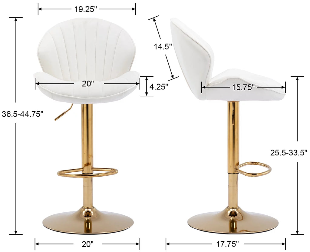 Velvet Upholstered Swivel Bar Stools Set of 2 T44293