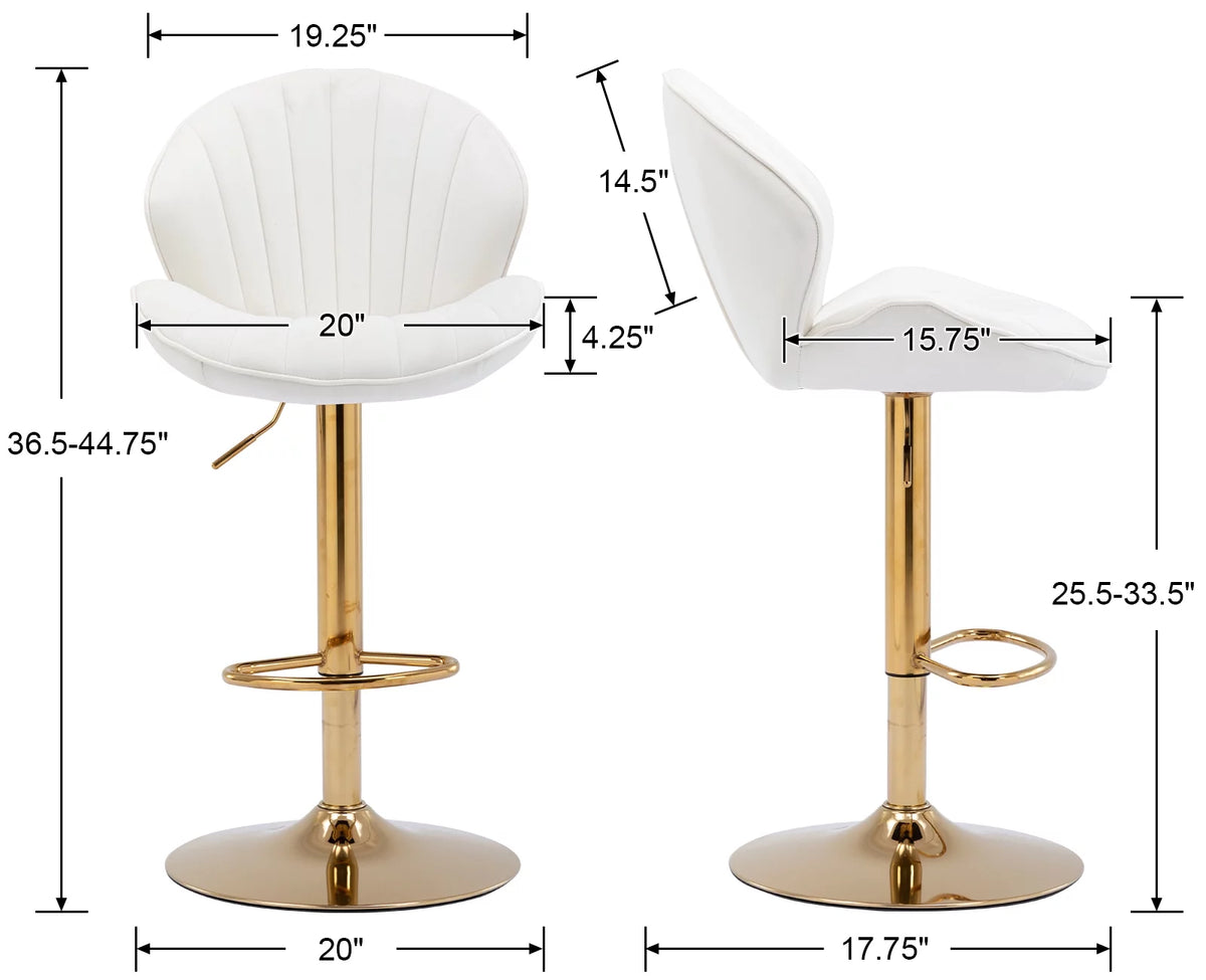 Velvet Upholstered Swivel Bar Stools Set of 2 T44293