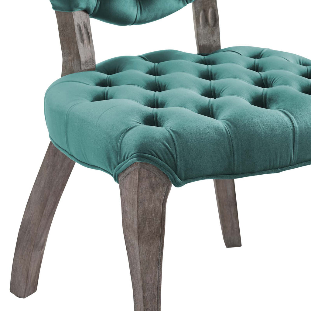 Velvet Fabric Wood Aqua Blue Side Chair F887655