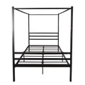 Black Queen Size Metal Canopy Bed with Headboard U820