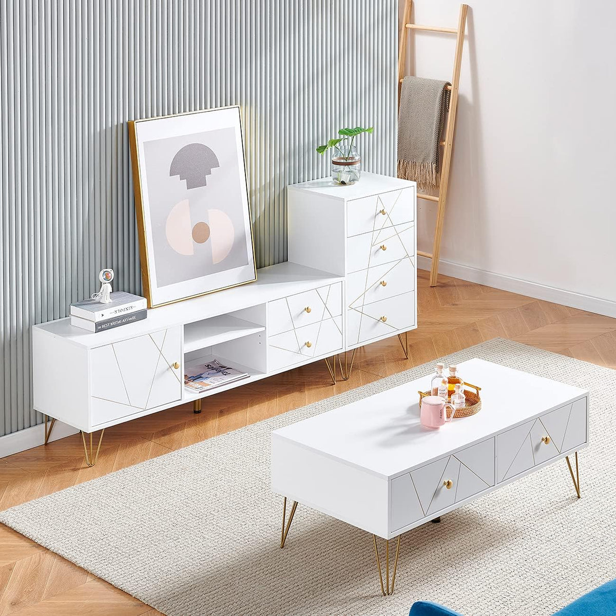 White Wood 4 Drawer Chest of Drawer E8382