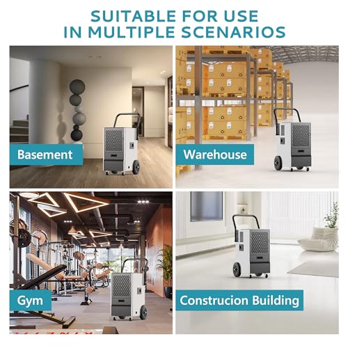 160 Pints Commercial Dehumidifier with Drain Hose, Timer and 4 Wheels M124619