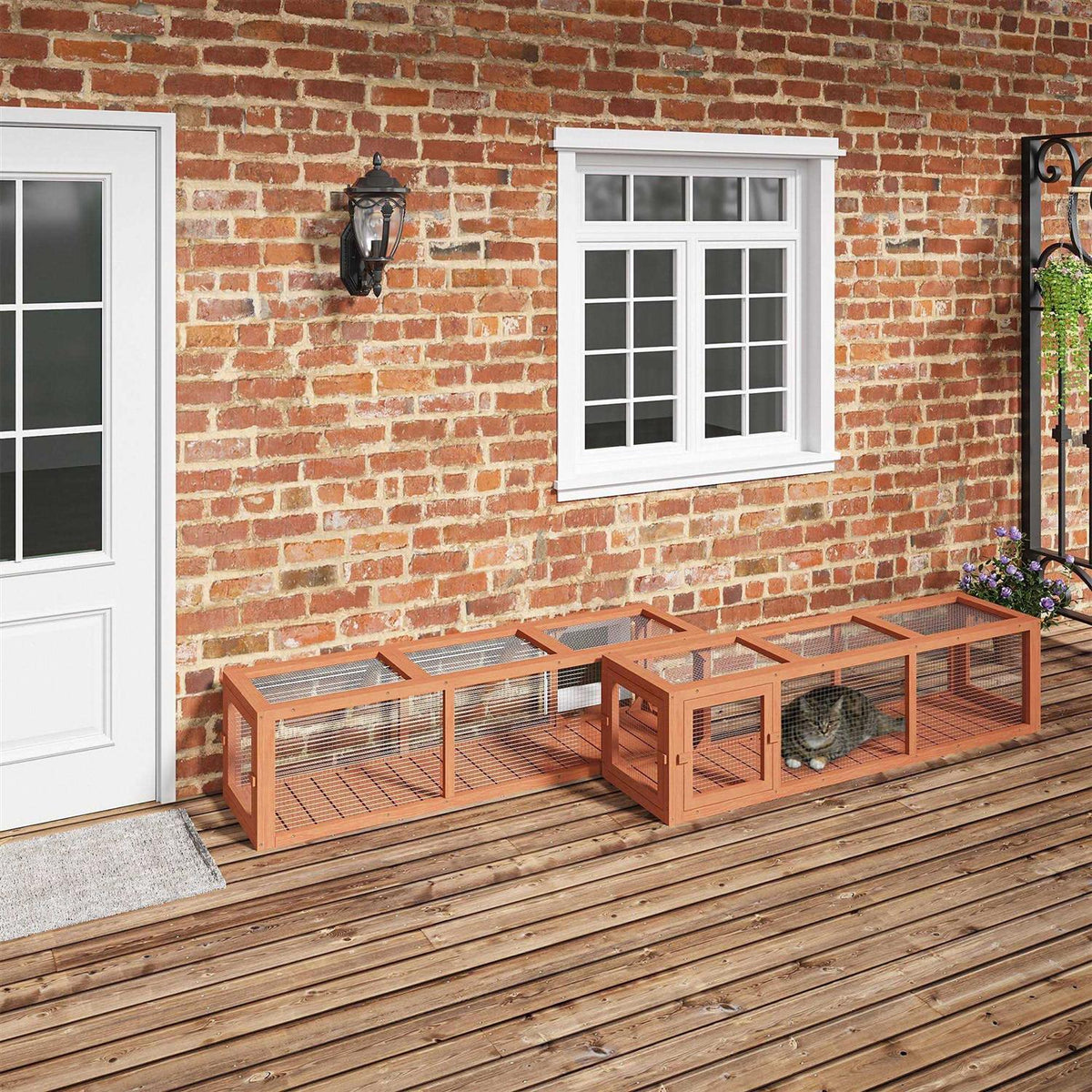 Wooden Outdoor Cat Tunnel with Weather Protection I846679
